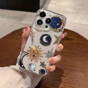 Luxury Celestial iPhone Case with Gold and Blue Accents